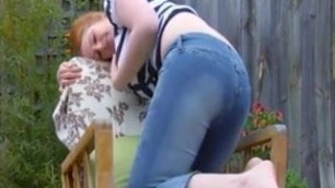 Chloe B masturbates and falls from chair