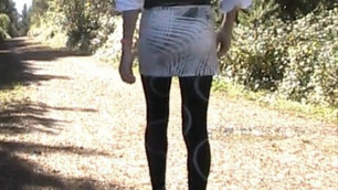 Sissy bitch exposed in a sexy walk outdoors