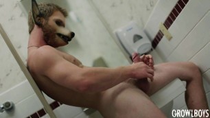 Young furry jock goes while masturbating to cumshot