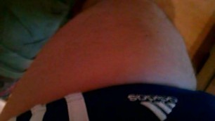 Me in Adidas swim brief blue with white stripes (Cum)