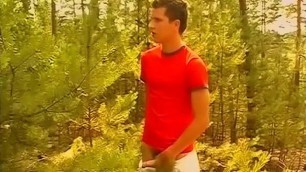 Sweet homosexual guys have hardcore anal sex in forest