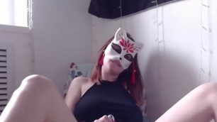 Depraved fox masturbates with a vibrator on a webcam