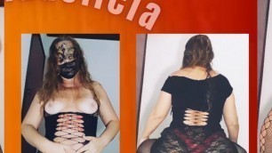 Mirella Delicia - naughty bitch dancing in a fishnet bodysuit, pink panties and black skirt doing striptease