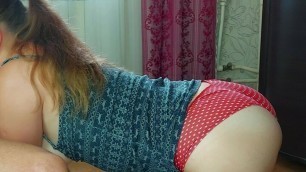 Horny Russian girl in cute panties sucks the soul out of older man with deepthroat - throatpie! Best blowjob porn