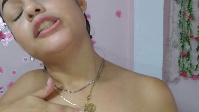 Latina goddess teen worshiping herself, licking her tits and sucking her nipples herself